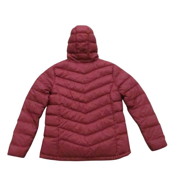 EDDIE BAUER Womens L Burgundy Short Goose Down Puffer Coat - Picture 2 of 9